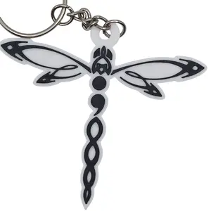 Tribal Dragonfly Keychain with Double Ring for Suicide Prevention Awareness