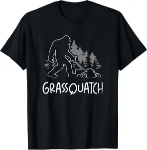 100% Cotton Grassquatch Lawn Grass Bigfoot Fan Mow Sasquatch for a Mower T-Shirt