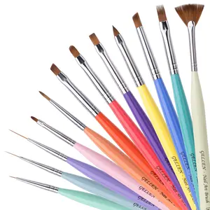 Gellen 12Pcs Nail Art Brush Set – Liner, Dotting & Dust Cleaning Brushes for Nail Gel Polish & Designs French Lightweight Smooth Cleansing Uv Manicure for Thanksgiving Christmas Singles’ Day Monday gift Cutics