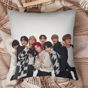 Stray Kpop Printed Pillow Cover - Vibrant Band Member Design, Zipper Closure, Machine Washable Sofa & Car Cushion Case - Charming Home Decor Gift for Fans, Sofa Cushion Cover |   Band Logo Design |   Durable Fabric