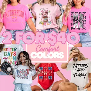 2 FOR $40 MYSTERY COMFORT COLOR GRAPHIC TEE - TRENDING