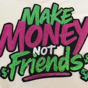 Make money not friends large iron on patch