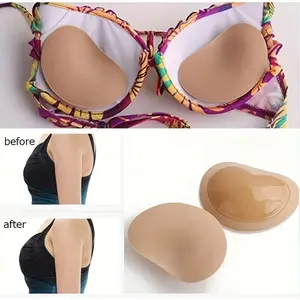 2/4pcs Push-Up Bikini Chest Pads-Beige Bra Inserts, Thick Lift & Support, Compatiblewith Bikinis, One-Pieces, Swimwear - Enhanced Cleavage &Natural Curve Boost, Swimwear Accessories, Durable Swimwear Pads, Push Up Support, Breathable Padding stickybra