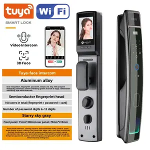 Graffiti function technology Smart door lock Fingerprint entry Anti-theft door password lock 3D facial recognition Remote visual cat eye Electronic lock New house gift 1 smart door lock with fingerprint and keyboard Biometric entrance system, IC/RFID card