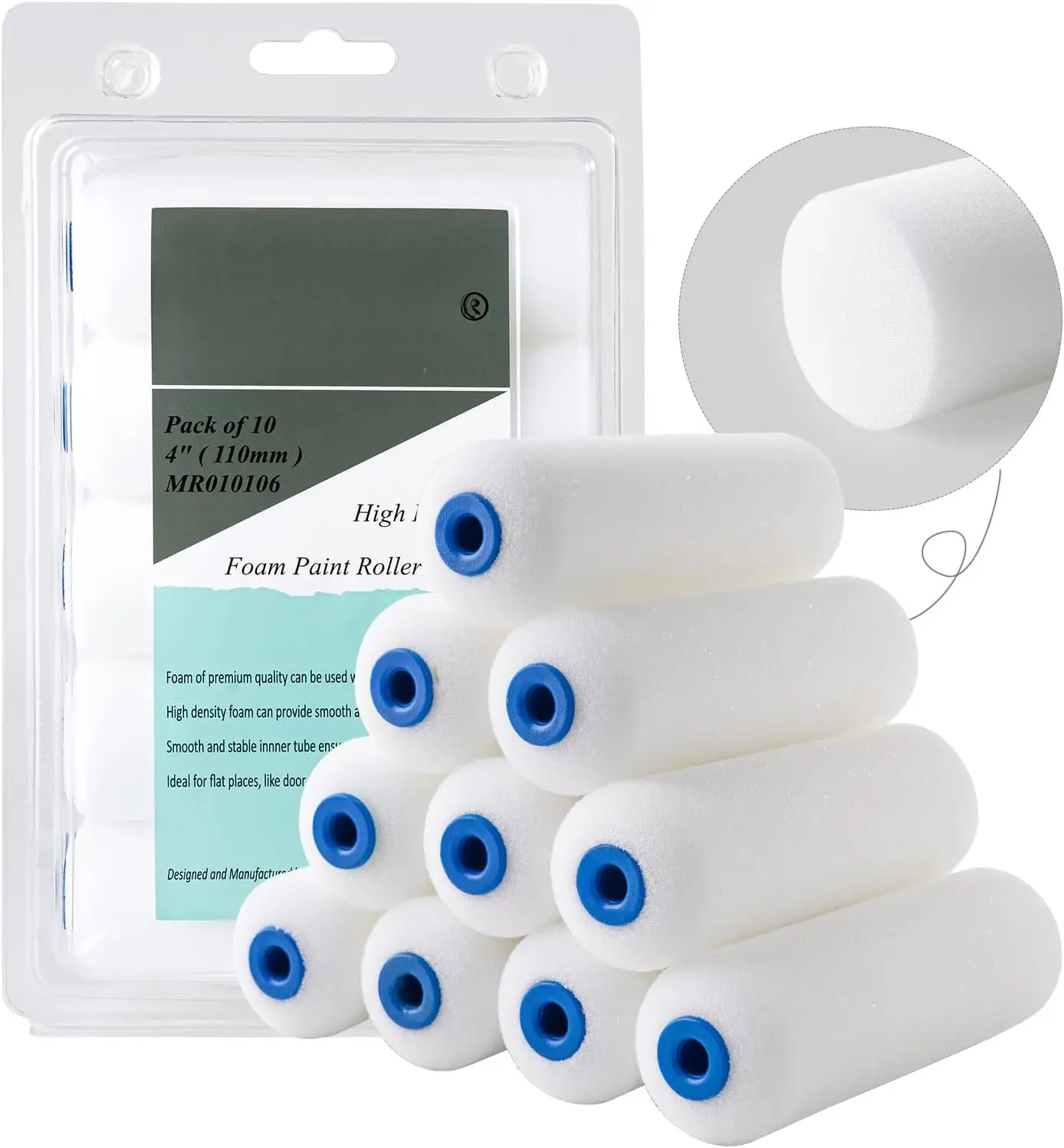 Roller, 10 Count, 4 Inch High Density Small Edge Roller for Painting Furniture, Corners & Detail Places, MR010106