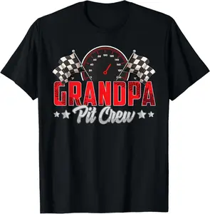 Race Car Birthday Party Racing Family Grandpa Pit Crew T-Shirt plussize graphic tees，top，100%cotton Menswear Vintage