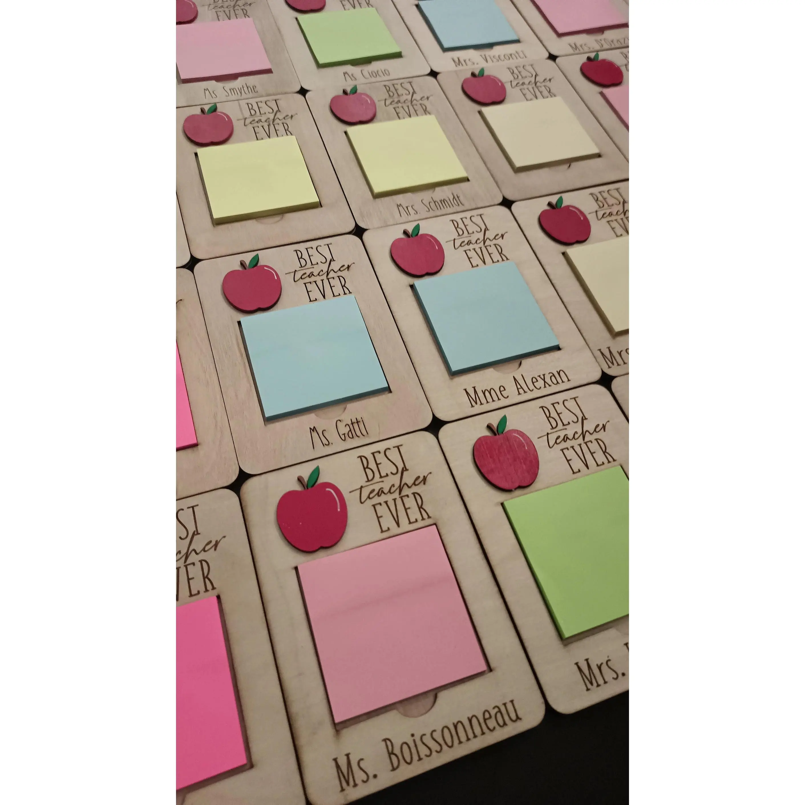 Personalized Rectangular Sticky Note Holder - 4.5"x6.5" Desk Organizer, Office Stationery Accessory with 3"x3" Pad, Teacher Appreciation Gift, Stain-and-Paint Dimensional Art Option, Free Store Pick Up