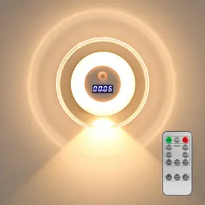 LED Clock Sensor Night Light with Smart Remote,Magnetic Motion Sensor Night Light with Digital Alarm Clock,Cruise Rechargeable Battery Powered Cordless Glow Light, Ideal for Bedroom,Hallway,Bathroom,Kitchen,Stairway