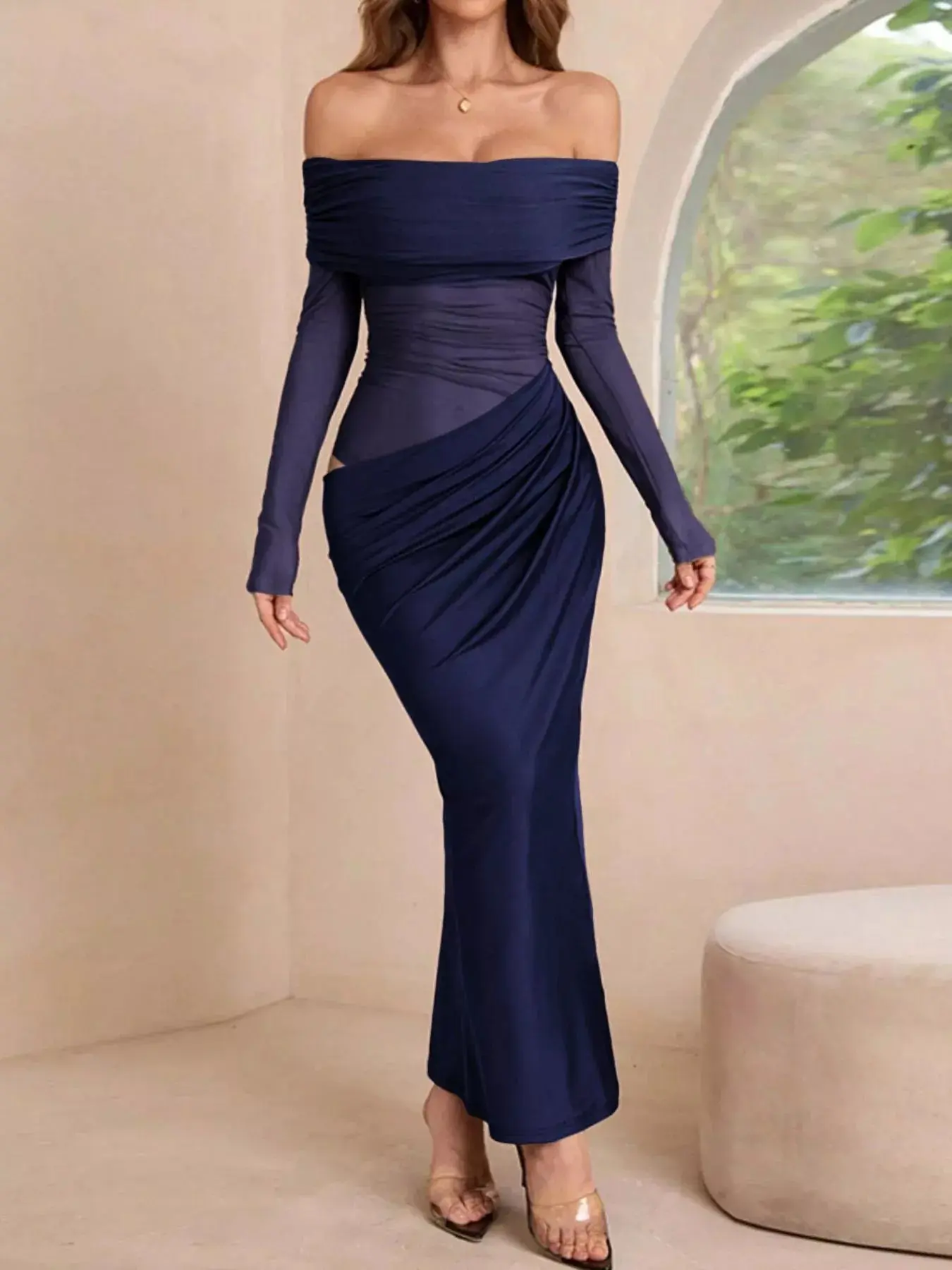 Off-Shoulder Bodycon Maxi Dress - TikTok Shop Off-Shoulder Bodycon Maxi Dress - TikTok Shop