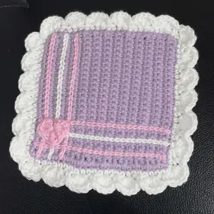 Handmade crochet square coaster set