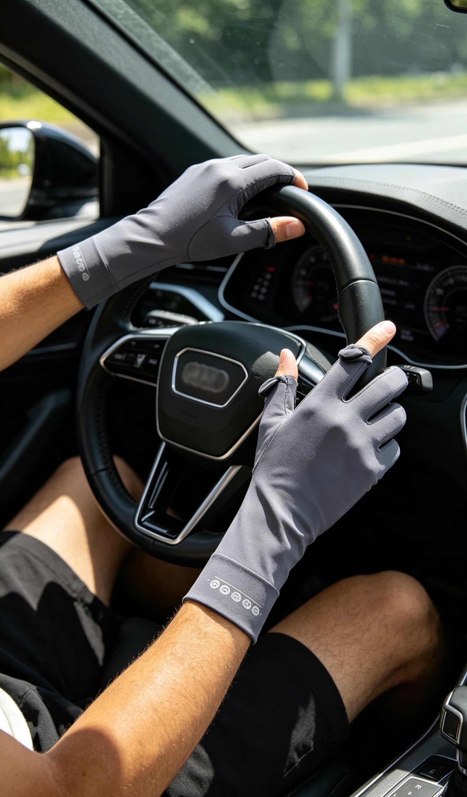 Women's Sunscreen Gloves Summer Anti-Slip UV Protection Extended Wrist Touchscreen Ice Silk Driving Cycling Gloves for Outdoor Activities