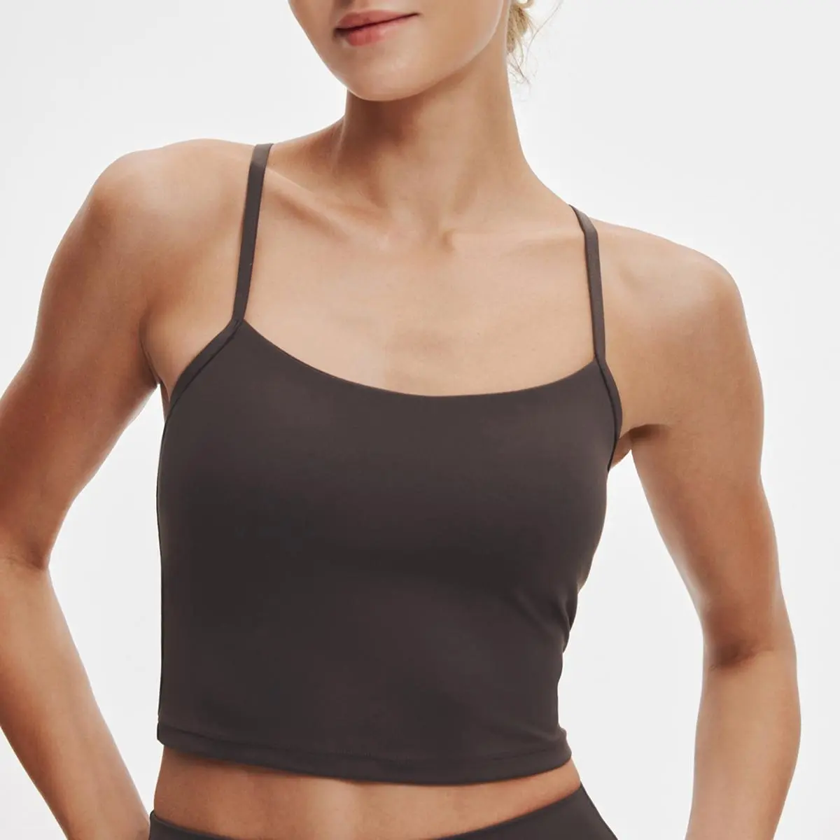 ATHLUNA LunaAiry Cross-Back Tank | Scoop Neck Sports Bra with Crisscross Straps & Light Support