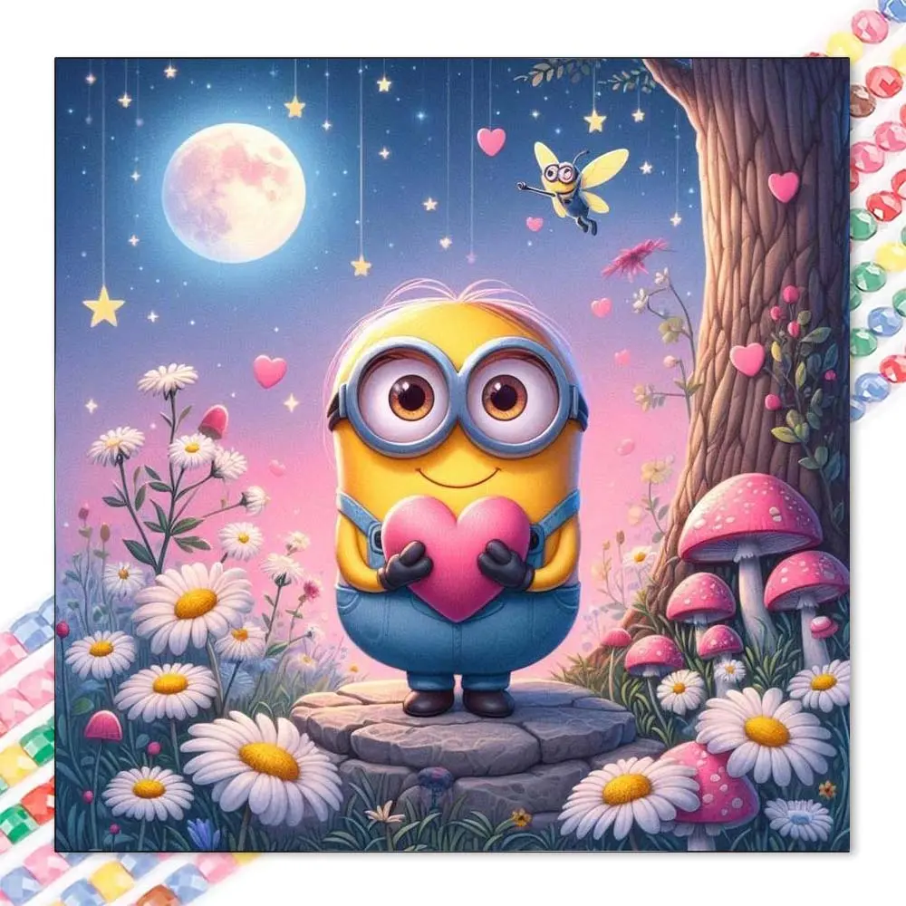 1 set of DIY diamond painting kit, 5D diamond art set, DIY decoration for full moon, mushroom, daisy. Mosaic, diamond art, DIY art home decoration, suitable for Christmas, Crafts