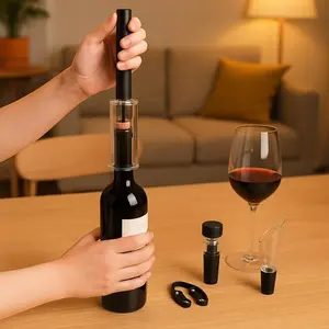 Wine Lover Holiday Gift Set Air Pressure Pump Bottle Opener With Foil Cutter Aerator Pourer Vacuum Stopper 4PCS Simple Cork Remover Efficient Corkscrew Bottle Opener Great For Wine Lovers Perfect Wine Gift