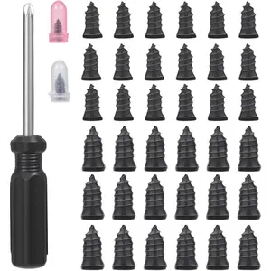 36pcs Tire Repair Rubber Studs, Vacuum Tire Repair Kit Spiral Rubber Studs, Tire Screw Plugs Quick Repair Tool For Motorcycle,Truck,Tractor. Flat Tire Repair Do-It-Yourself Tire Repair Studs
