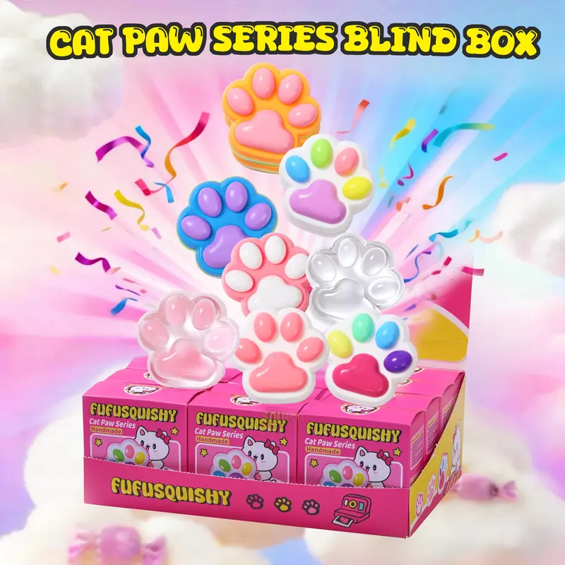 FUFUSQUISHY Cat Paw Squishy Blind Box – Cute Collectible Designs