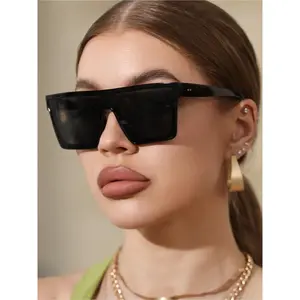 Unisex Simple Style Plain Color Sunglasses, Trendy Casual Full Rim Sunglasses for Everyday Use, Fashion Accessories for Outdoor Activities, Trendy Beach Eyewear