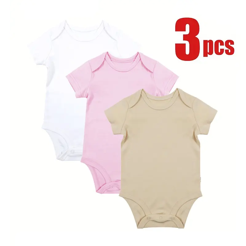 3-Pack Unisex Baby Bodysuits: Ultra-Soft All-Season Crawling Outfits (Multi-Color) Comfy 100% Cotton Short-Sleeve One-Pieces with Easy Diaper Snap Buttons – Machine-Washable, Budget-Friendly 3-Set, Perfect Gift for New Parents & Baby Showers
