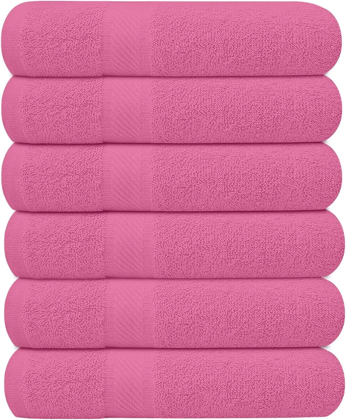 KAHAF COLLECTION 6 Pack Bath Towels Set (27 x 54 Inches) 100% Ring Spun Cotton, Lightweight, Quick Dry, Highly Absorbent Towels (Pink, (27x54) Inches)