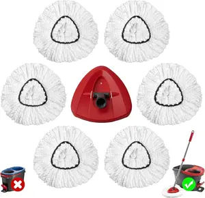"Scrub Brushes Gift" 6 Pack Spin Mop Head Refills Compatible with O-Cedar EasyWring 1-Tank System, Durable Microfiber Replacement Mop Heads for Hardwood, Tile & Laminate Floors, Washable & Reusable