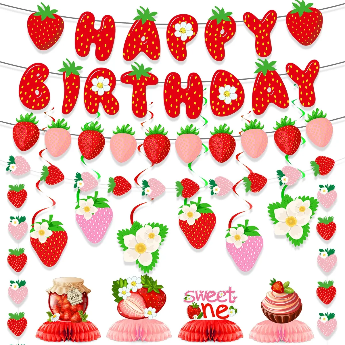 Strawberry Bunting Set 6