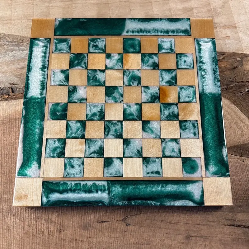 Emerald Cloud Maple Wood Chess Board (INCLUDES PIECES)
