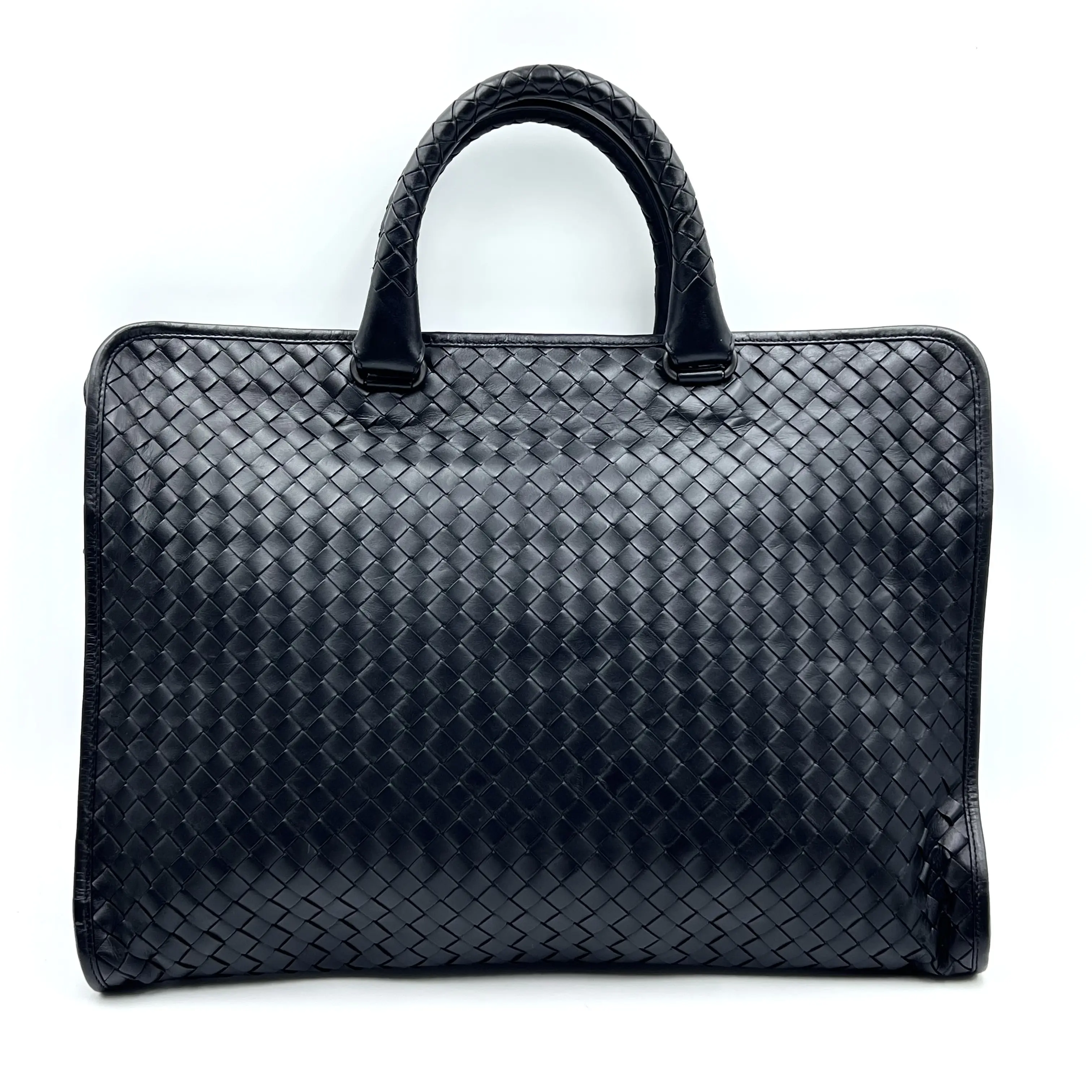 Pre-owned BOTTEGA VENETA Leather Tote Bags Nappa Intrecciato Briefcase Black