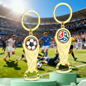 2pcs 2026 World Cup Trophy Bottle Opener Keychains, Rotating Soccer Ball Trophy Key Chains Keyrings Replica Cup Football Fan Accessories for Men & Women