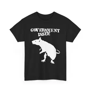 2026 Summer New Unisex 220G Pure Cotton Short Sleeve Tee, Vintage Government Rat Distressed Print T-Shirt, Ideal Gift for Punk Culture Lovers, Bold Streetwear Casual Top for Everyday Wear