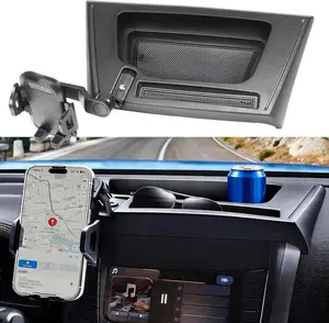 Dashboard Storage Box with Phone Mount for Jeep Wrangler JK JKU , MultiMount Dash Tray Organizer, Rugged & NonSlip Universal Phone Holder(Not for JL/JLU/JT)
