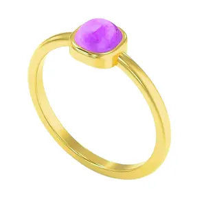 Dainty Gemstone Ring for Women – 925 Sterling Silver 18K Gold Plated Square Shape Minimalist Stacking Ring, Trendy Gold Statement Ring for Everyday Wear