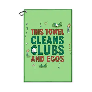 Funny Printed Golf Towel (16''x24''),Microfiber Golf Towel with Clip,Golf Gift for Dad Husband Birthday Christmas or Friends,Golf Bag Accessories for Men and Women (Green)