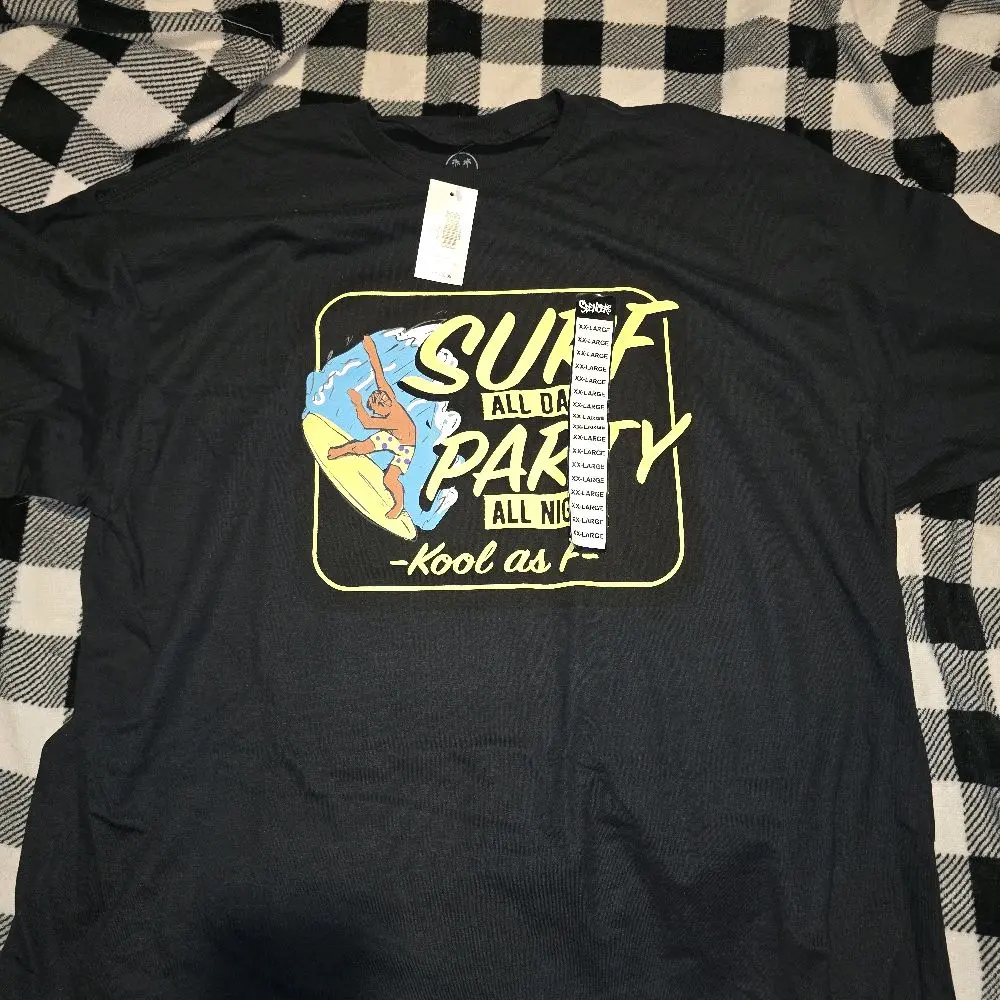 NEW Spencer’s Black "Surf All Day, Party All Night" Graphic Tee Shirt, XXL, NWT