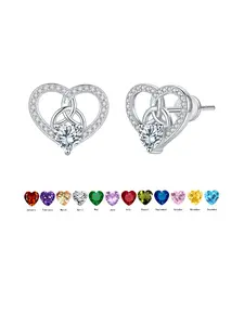 Women's Heart Birthstone Earrings, Elegant Jewelry Gift for Girlfriend Wife, Anniversary Birthday Christmas Valentine Mother's Day