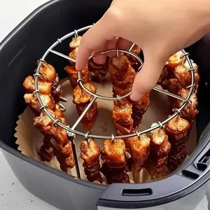 24Pcs Stainless Steel Air Fryer Vertical Kebab Rack, Round Hanging Grill