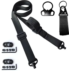 Rifle Sling 2 Point Quick Adjust with QD Swivels 2 PCS Mounts Tactical Gun Strap Fast Adjust Thumb Loop Outdoor Hunting Accessories Durable Aluminum Alloy Swivel Max 60 Inches Length