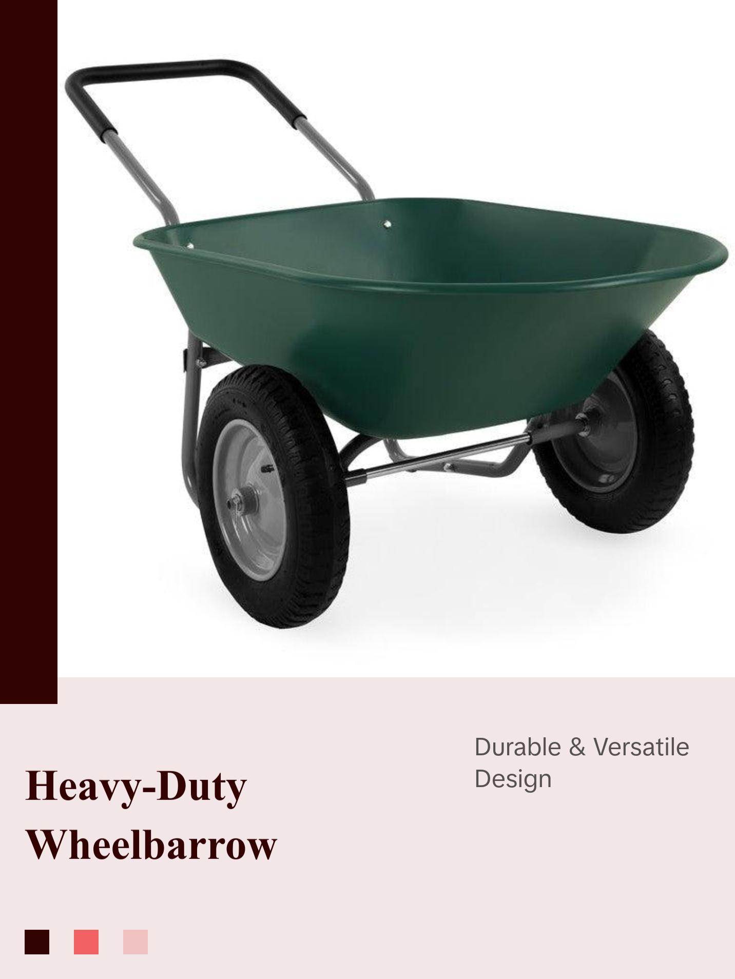 Heavy Duty 2-Wheel Multipurpose Rust Proof Wheelbarrow - Green - TikTok ...