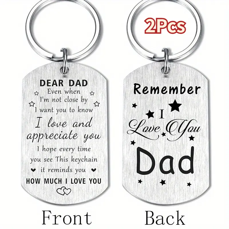 Stainless Steel Keychain Set, 2-Piece Engraved Puzzle Piece with "Remember I Love You", Sentimental Father's Day Gifts for Dad, Birthday Gifts for Men