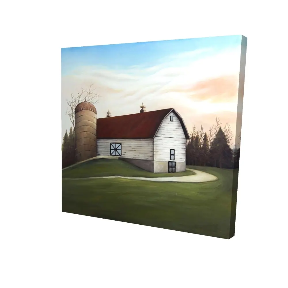 360 Stand Barn Scene Wall Print with Farm Animal Motifs - 24x24 in High-Def Print, Rustic Living Room Art, Home Decoration, Ideal Gift, Farmhouse, Animal Motif Wall Arts