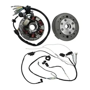 Pit Dirt Bike Magneto Stator Flywheel & Complete Kick Start Engine Wiring Harness Loom with Light Wire for Lifan 125cc 140cc 150cc Engines Pit Pro Trail Bike UTV ATV Go Kart Apollo Coolster SSR Taotao