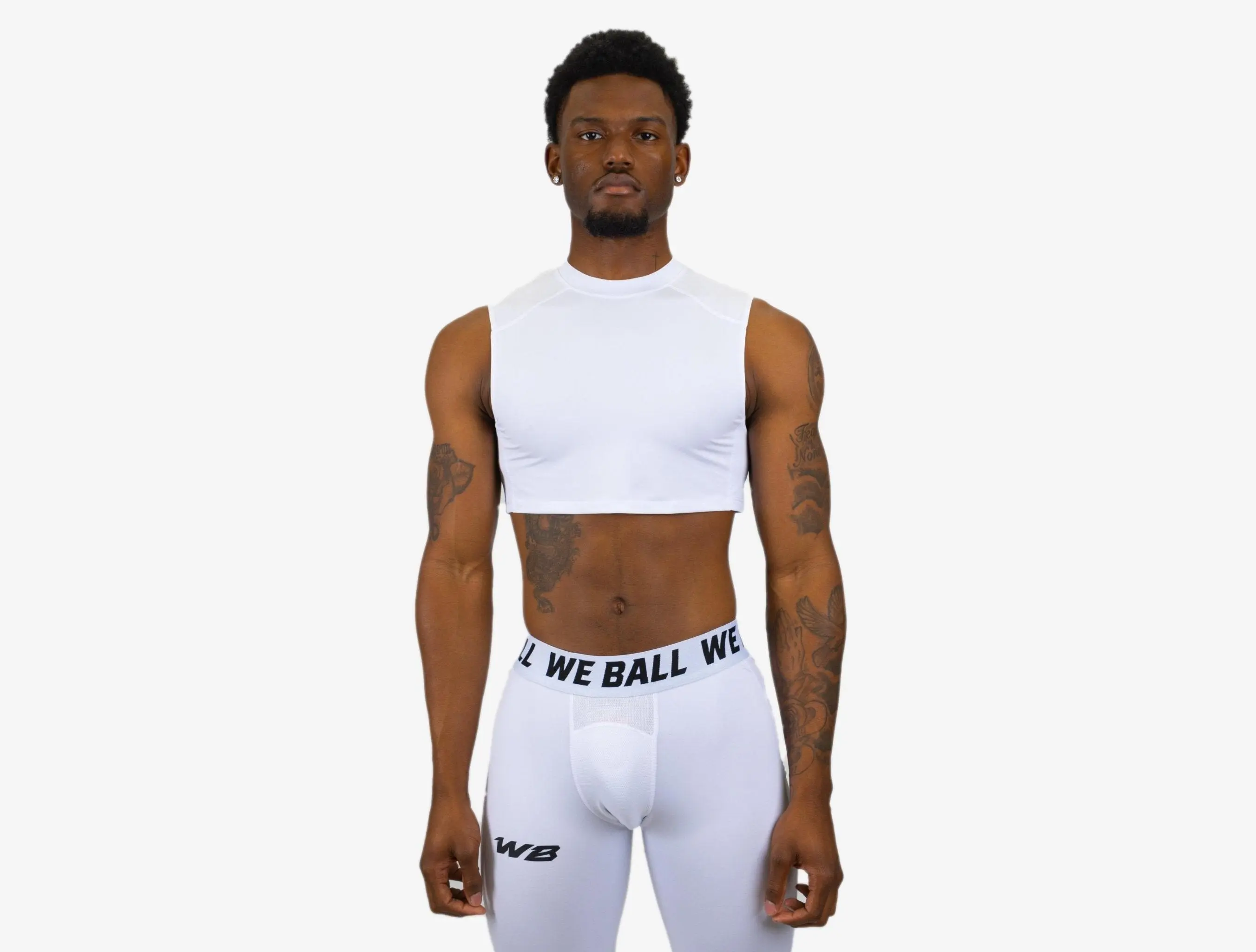We Ball Sports Compression Crop Tank Top (White)
