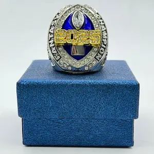 Newest 2025 Fantasy Football League Championship Trophy Rings Prize with Display Case All Made By Hand Zinc Alloy