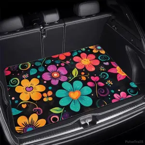 ‌   All Weather Car Trunk Mat 75x100cm Multicolor Floral Waterproof Cargo Liner Durable Rear Trunk Mat Easy Clean Vehicle Interior Accessories Universal Fit Most Car Models SUV Truck Van ‌   PulseTrail5AB9PeakVibe