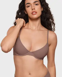 INLYRIC Women's Inbarely Plus Balconette Bra - Lightly Padded Underwire Sexy Tshirt Demi Bras Supportive Soft Fabric Adjustable Straps