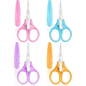 Small Scissors Craft Scissors, 4 PCS All Purpose Scissors Scrapbooking Scissors Straight Cutting Mini Scissors with Protective Cover for Embroidery Quilting Sewing Knitting Crafting Cross Stitch
