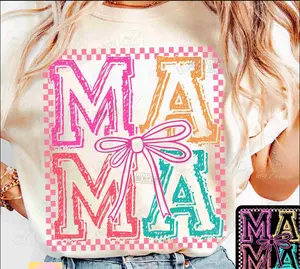 Mama Retro Checkered Coquette Retro Mama  Mothers Day Trendy Mama shirt design Retro Mama Checker Cute Mama Coquette Bow ORIGINAL