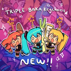 Triple Baka Vocaloid Keychain Hatsune Miku, Teto, Neru - Anime Gift, Cute Keyring Acrylic, Perfect Gift for Fans, Collectible Character Charms, Backpack & Bag Accessories