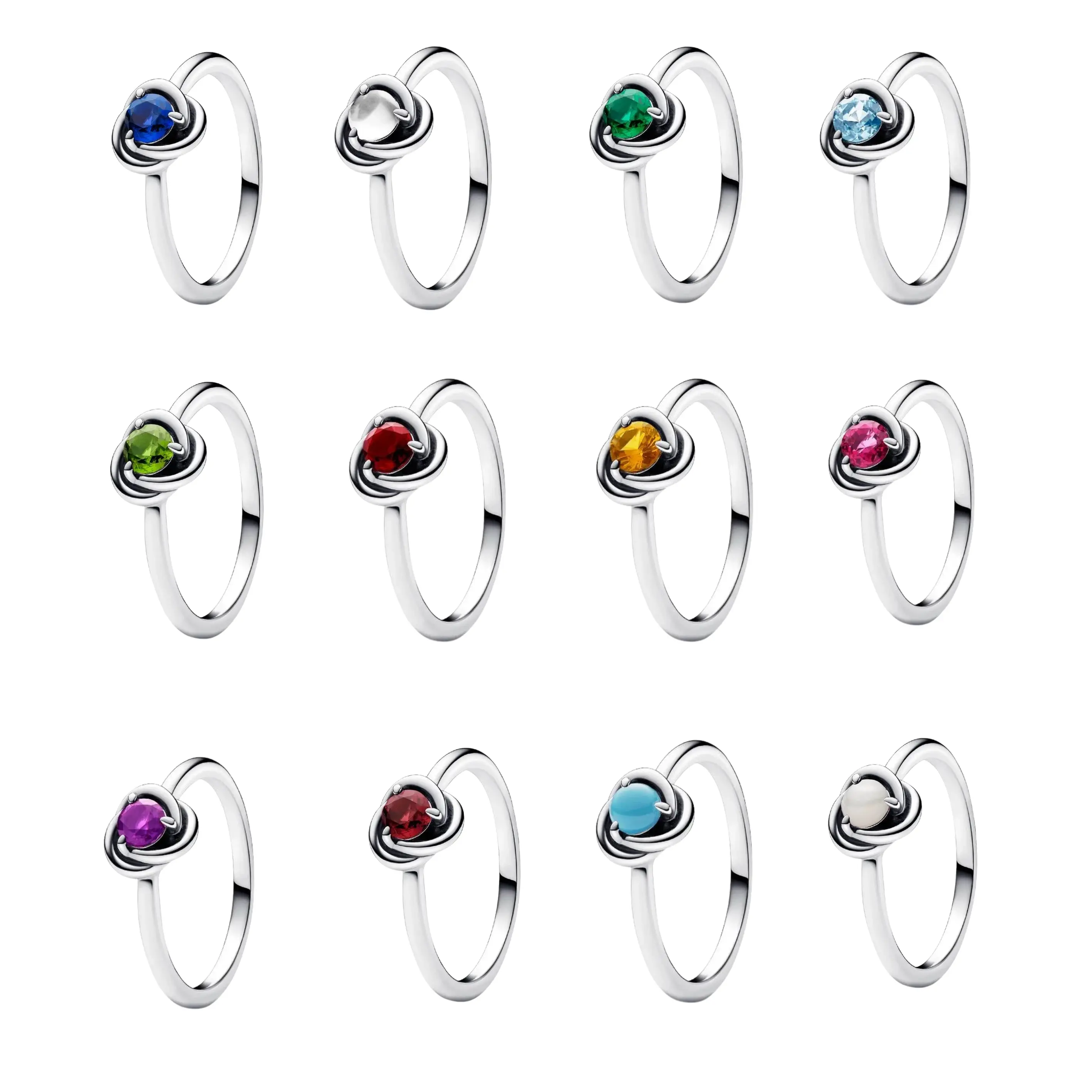 925 Sterling Silver Birthstone Eternity Circle Ring