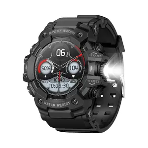 Military Smart Watch for Men with Flashlight Compass Bluetooth Text Call Sports Watches for Android and iPhone IP68 Waterproof Outdoor Smartwatch with Sleep Monitor 100+ Sport Modes