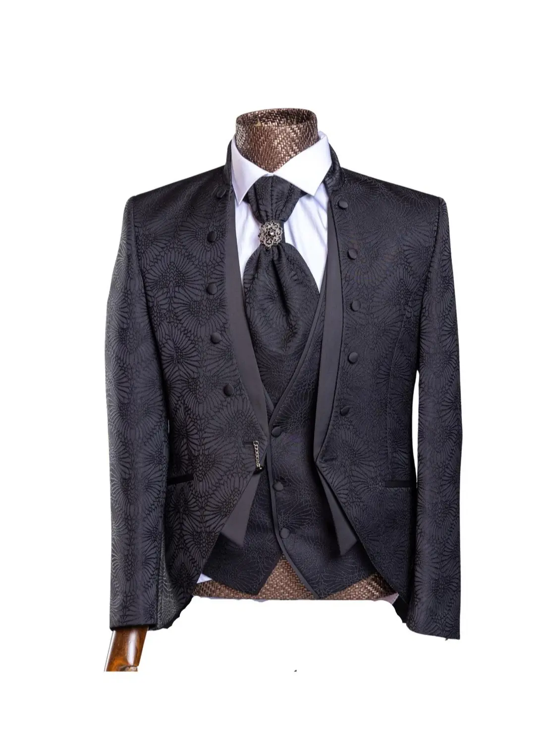 Quesste Men’s 3pc Johdpuri Slim Fit, Floral Blazer Suit Set